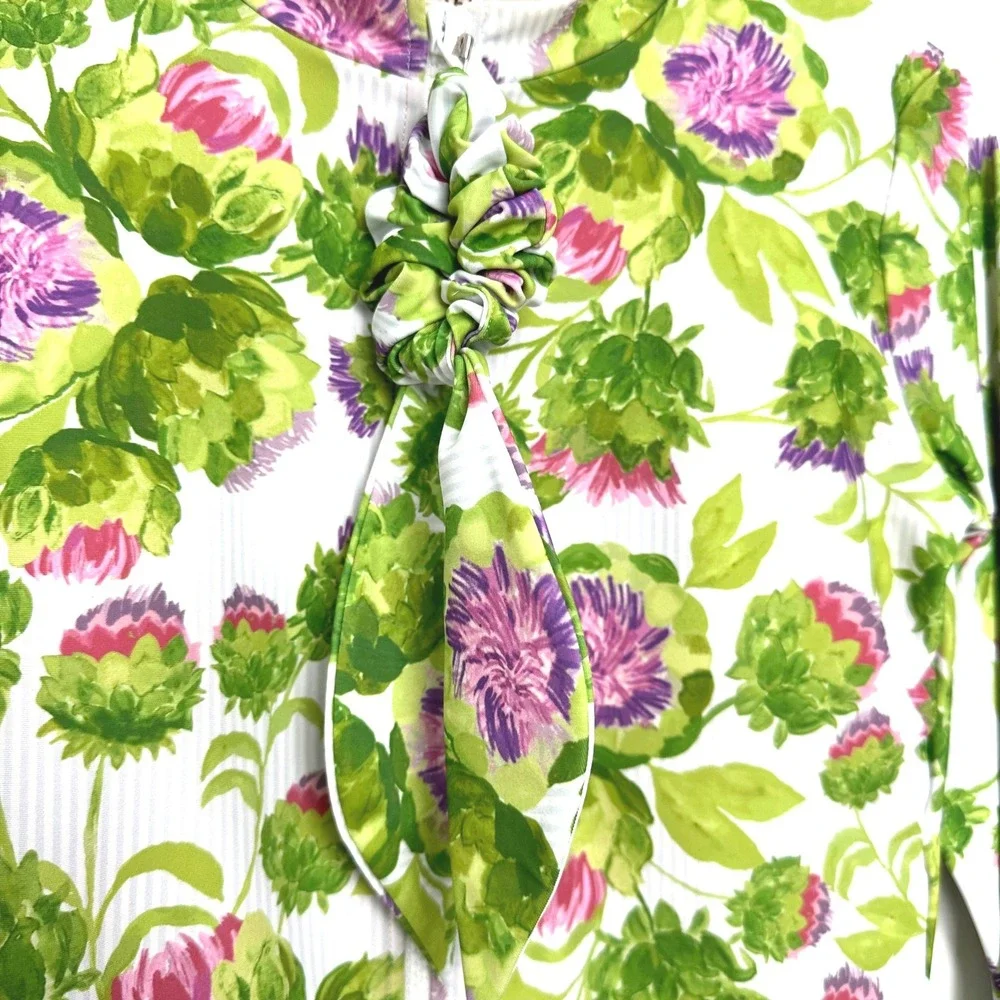 Mott50 Mila Long Sleeve One Piece Swimsuit Violetta‎ Floral Matching Scrunchie M